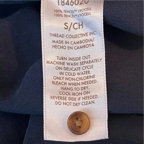 Teddi Rose Women's S Button Front Soft Tencel Midi Shirt Dress Belted Navy NWT - Picture 6 of 11